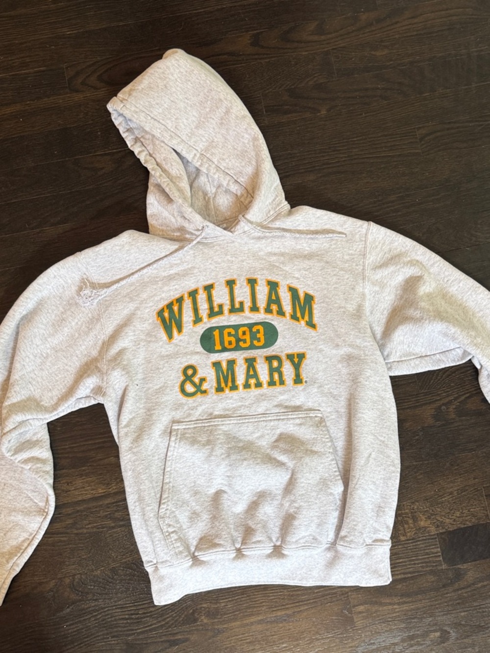 William & Mary 1693 Grey Hooded Sweatshirt
